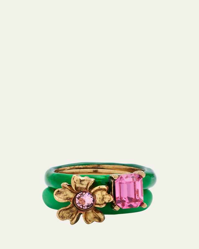Stackable Flower Rings, Set of 2